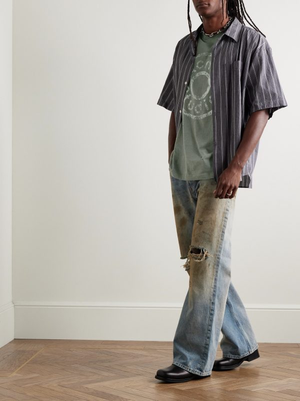 Exford Distressed Logo-Print Cotton-Blend Jersey T-Shirt - OU Exford Distressed Logo-Print Cotton-Blend Jersey T-Shirt - OU