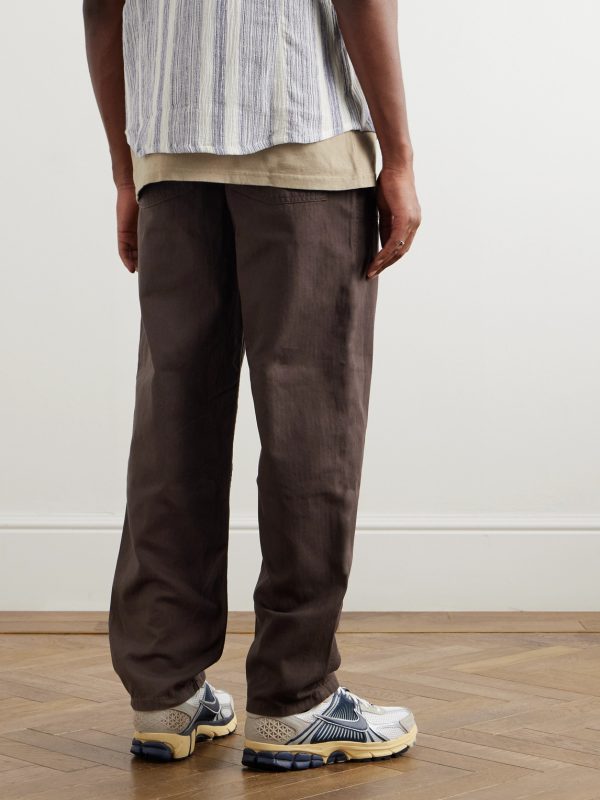 Life Straight-Leg Herringbone Washed-Cotton Trousers - BK