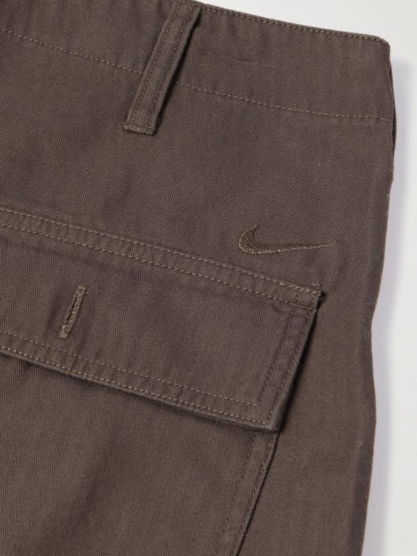 Life Straight-Leg Herringbone Washed-Cotton Trousers - CU