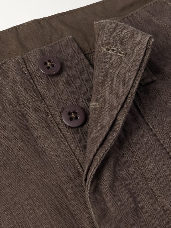 Life Straight-Leg Herringbone Washed-Cotton Trousers - E1