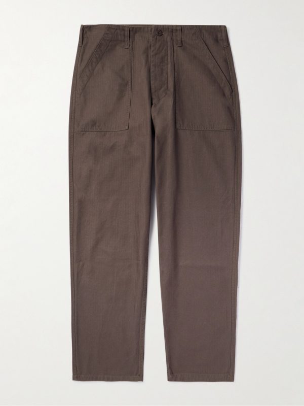 Life Straight-Leg Herringbone Washed-Cotton Trousers