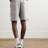 Straight-Leg Heavyweight Structured-Fleece Cotton-Jersey Drawstring Shorts - BK