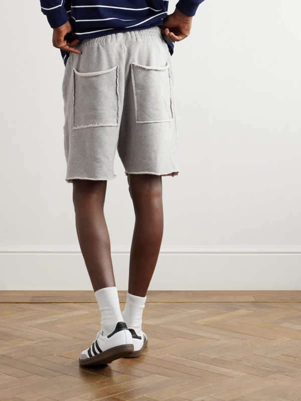 Straight-Leg Heavyweight Structured-Fleece Cotton-Jersey Drawstring Shorts - BK