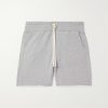 Straight-Leg Heavyweight Structured-Fleece Cotton-Jersey Drawstring Shorts