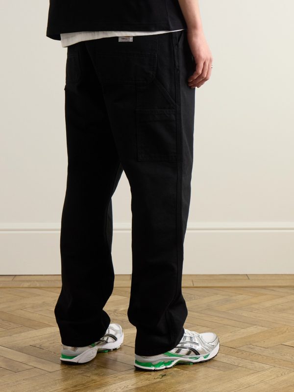 Single Knee Straight-Leg Organic Cotton-Canvas Trousers - BK Single Knee Straight-Leg Organic Cotton-Canvas Trousers - BK