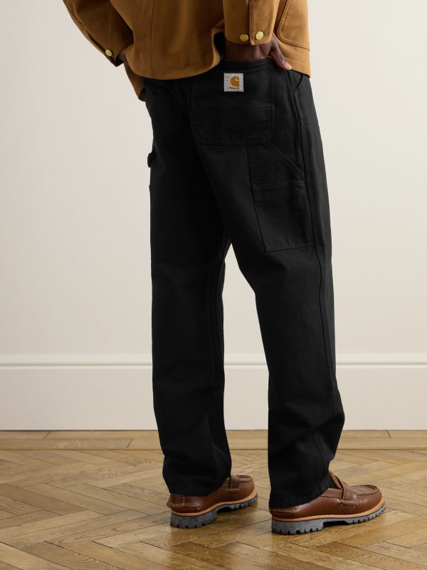 Double Knee Straight-Leg Cotton-Canvas Carpenter Trousers - BK