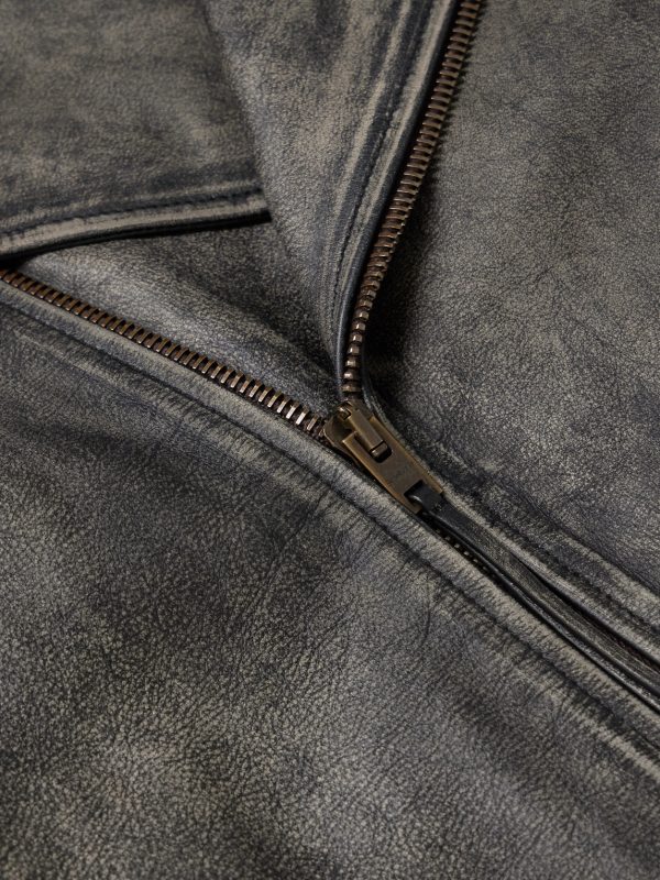 Logo-Embossed Leather Biker Jacket - CU Logo-Embossed Leather Biker Jacket - CU
