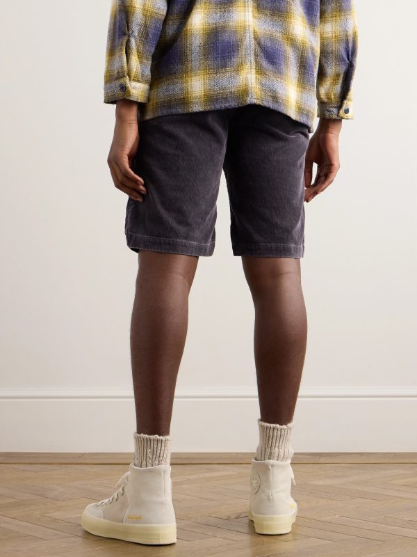 Straight-Leg Cotton-Blend Corduroy Shorts - BK Straight-Leg Cotton-Blend Corduroy Shorts - BK