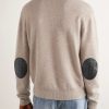 Intrecciato Leather-Trimmed Cashmere-Blend Sweater - BK