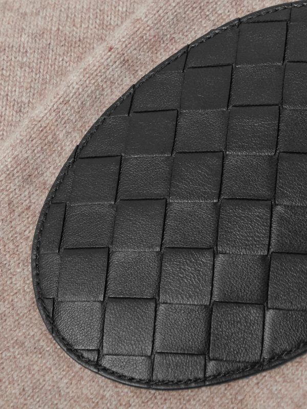 Intrecciato Leather-Trimmed Cashmere-Blend Sweater - E1