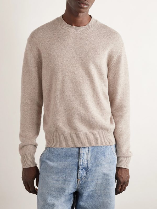 Intrecciato Leather-Trimmed Cashmere-Blend Sweater - FR