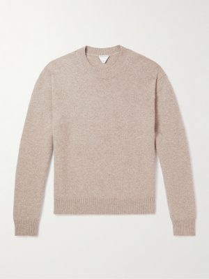 Intrecciato Leather-Trimmed Cashmere-Blend Sweater Intrecciato Leather-Trimmed Cashmere-Blend Sweater