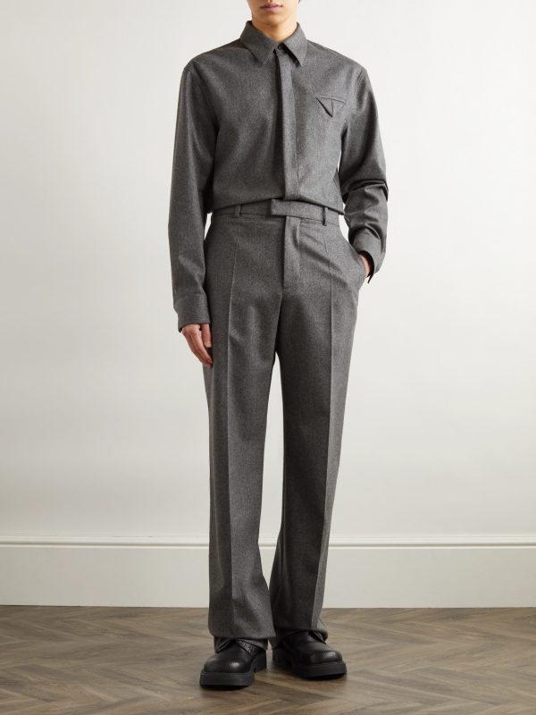 Straight-Leg Wool-Flannel Trousers - OU Straight-Leg Wool-Flannel Trousers - OU