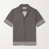 Maitan Camp-Collar Printed Voile Shirt