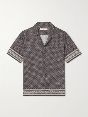 Maitan Camp-Collar Printed Voile Shirt
