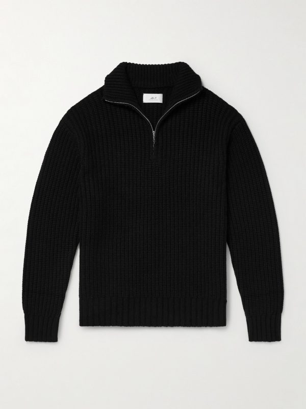 Ribbed Wool and Cashmere-Blend Half-Zip Sweater Ribbed Wool and Cashmere-Blend Half-Zip Sweater