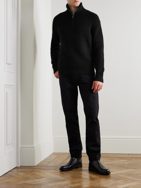 Ribbed Wool and Cashmere-Blend Half-Zip Sweater - OU Ribbed Wool and Cashmere-Blend Half-Zip Sweater - OU