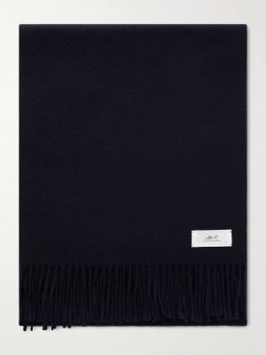 Logo-Appliquéd Fringed Cashmere Scarf Logo-Appliquéd Fringed Cashmere Scarf