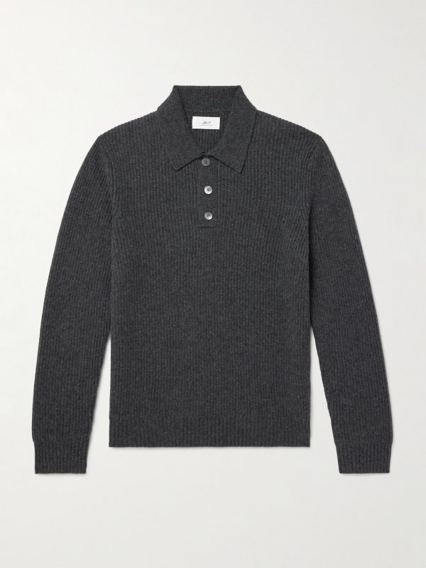 Ribbed Cashmere Polo Shirt Ribbed Cashmere Polo Shirt
