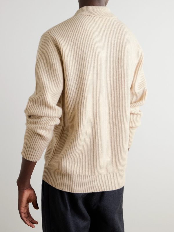 Ribbed Cashmere Polo Shirt - BK