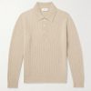 Ribbed Cashmere Polo Shirt