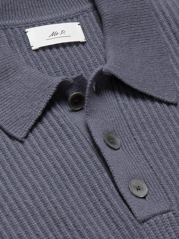 Ribbed Cashmere Polo Shirt - CU