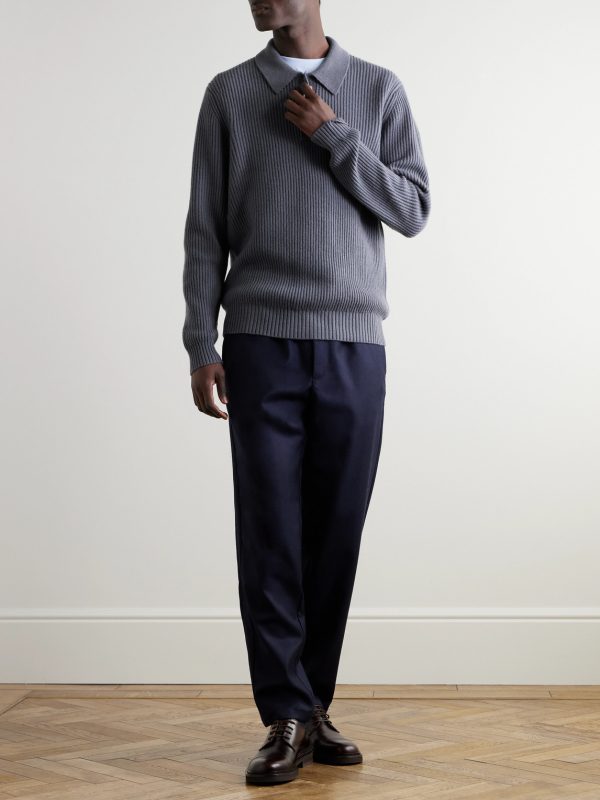 Ribbed Cashmere Polo Shirt - OU
