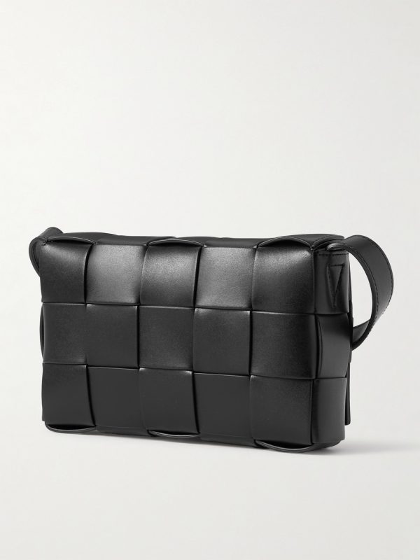 Cassette Intrecciato Leather Messenger Bag - BK Cassette Intrecciato Leather Messenger Bag - BK