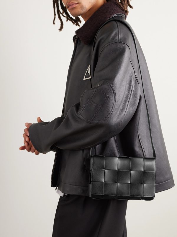 Cassette Intrecciato Leather Messenger Bag - OU Cassette Intrecciato Leather Messenger Bag - OU