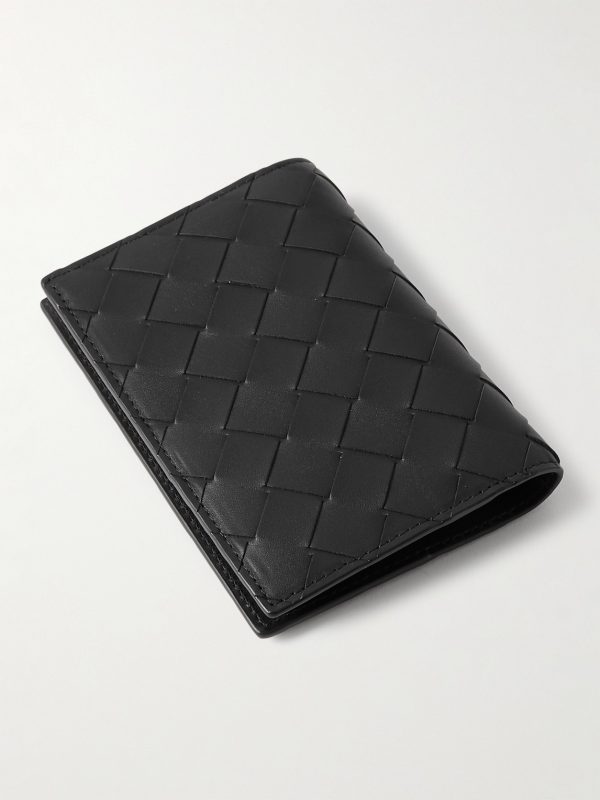 Intrecciato Leather Passport Holder - BK Intrecciato Leather Passport Holder - BK
