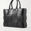 Small E/W Arco Intrecciato Leather Tote Bag - BK