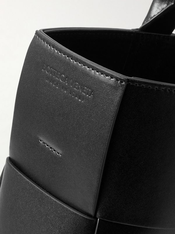 Small E/W Arco Intrecciato Leather Tote Bag - CU