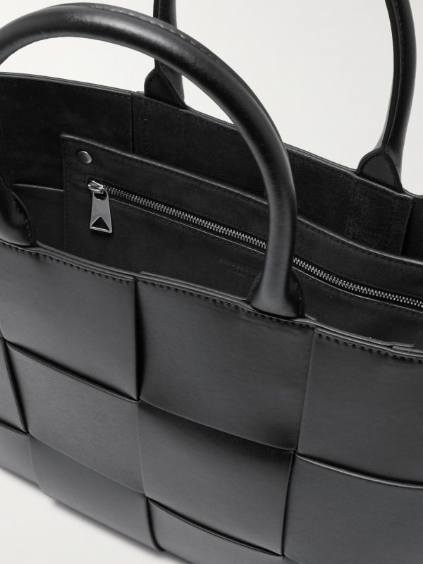Small E/W Arco Intrecciato Leather Tote Bag - E1