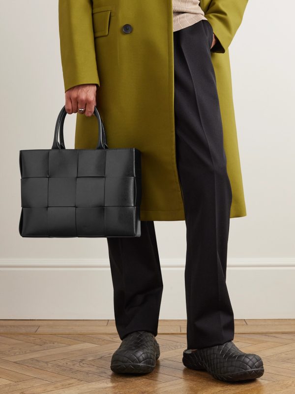 Small E/W Arco Intrecciato Leather Tote Bag - E2
