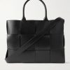Small E/W Arco Intrecciato Leather Tote Bag