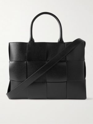Small E/W Arco Intrecciato Leather Tote Bag