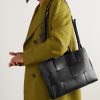 Small E/W Arco Intrecciato Leather Tote Bag - OU