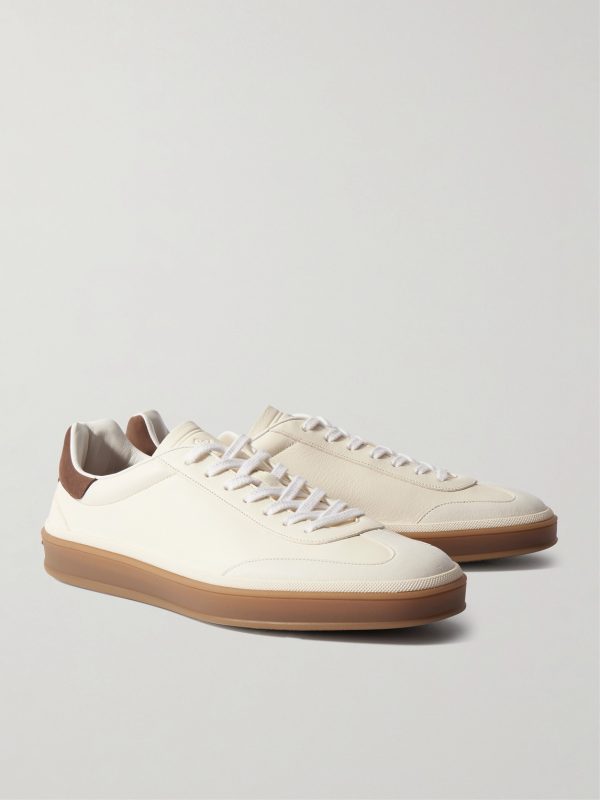 Tennis Walk Suede-Trimmed Leather Sneakers - FR