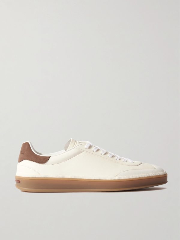 Tennis Walk Suede-Trimmed Leather Sneakers