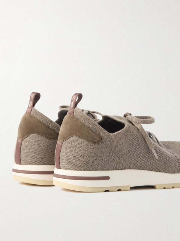 360 Flexy Walk Suede-Trimmed Knitted Wool Sneakers - BK 360 Flexy Walk Suede-Trimmed Knitted Wool Sneakers - BK
