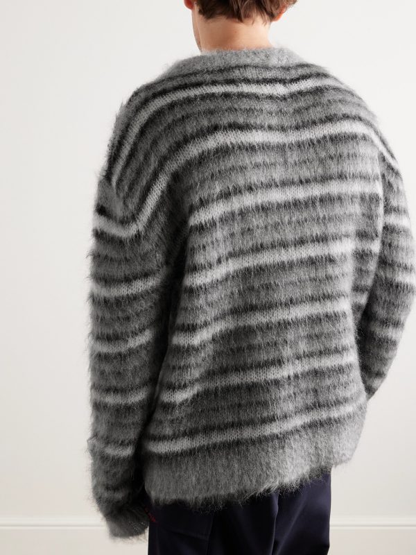 Striped Mohair-Blend Sweater - BK Striped Mohair-Blend Sweater - BK