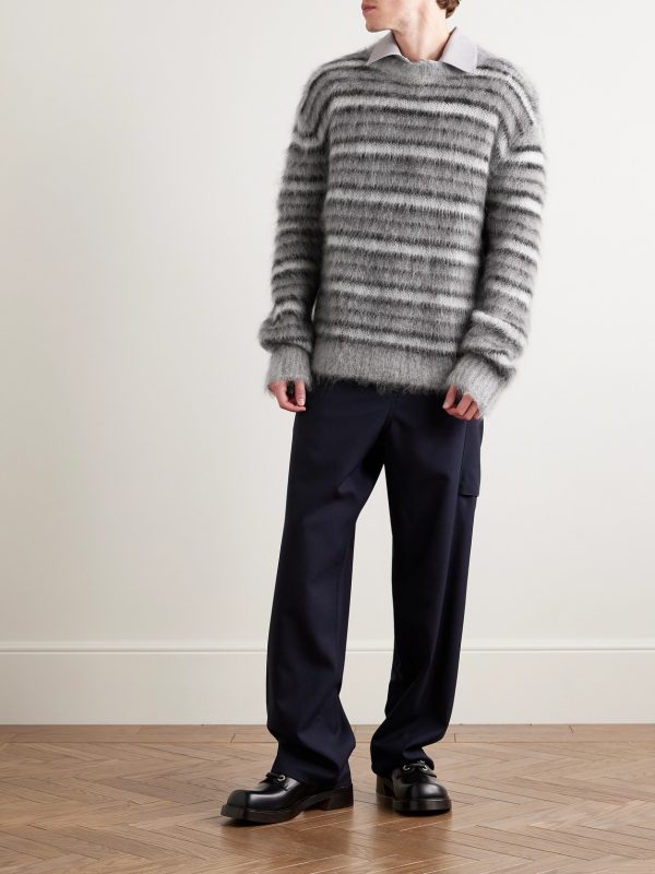 Striped Mohair-Blend Sweater - OU Striped Mohair-Blend Sweater - OU