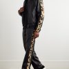 Leopard-Print Faux Fur-Trimmed Leather Jacket - OU