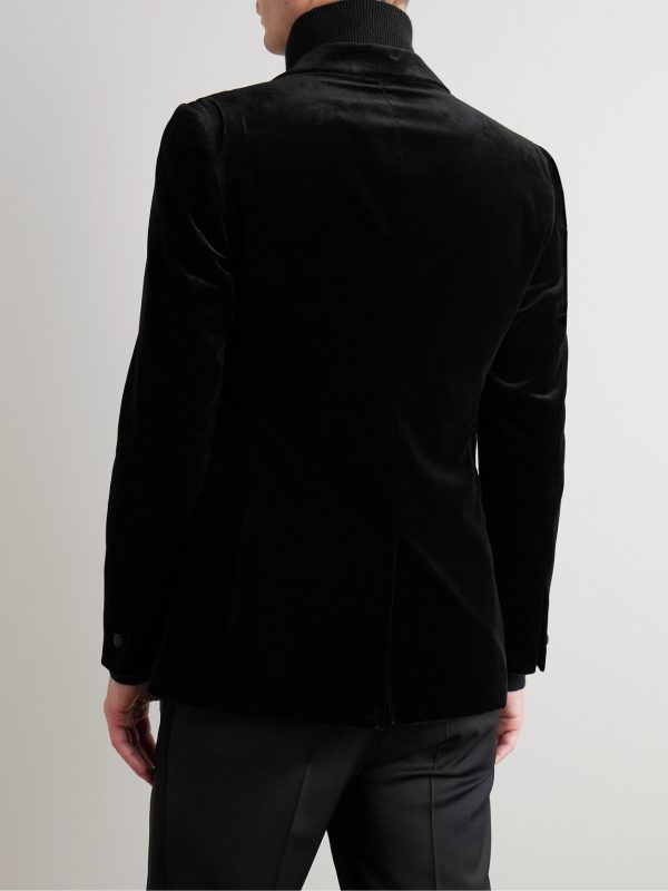 Slim-Fit Twill-Trimmed Cotton-Velvet Tuxedo Jacket - BK