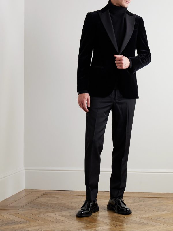 Slim-Fit Twill-Trimmed Cotton-Velvet Tuxedo Jacket - OU