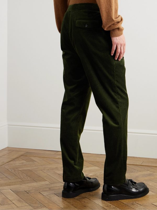 Slim-Fit Straight-Leg Cotton and Cashmere-Blend Corduroy Tuxedo Trousers - BK Slim-Fit Straight-Leg Cotton and Cashmere-Blend Corduroy Tuxedo Trousers - BK