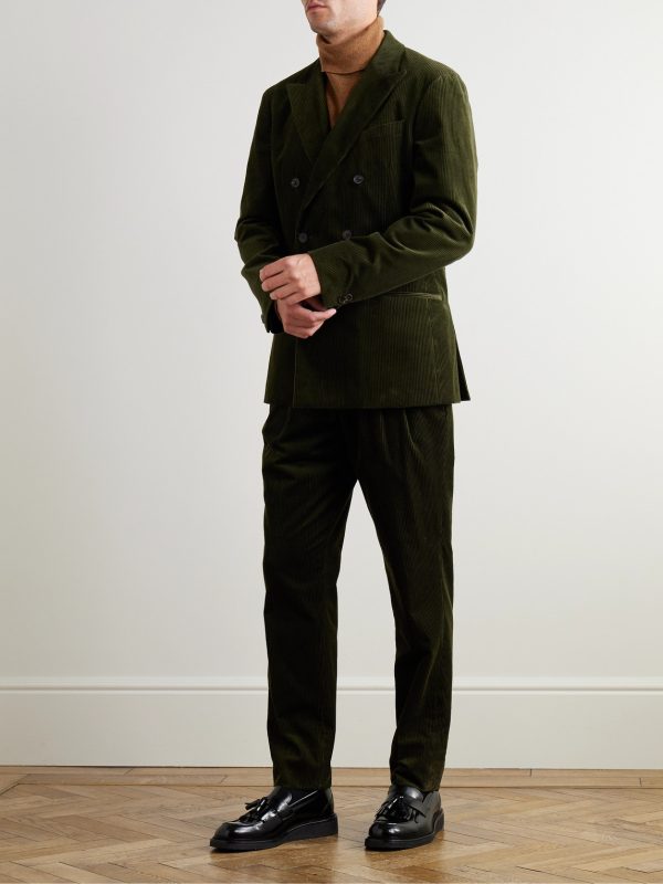 Slim-Fit Straight-Leg Cotton and Cashmere-Blend Corduroy Tuxedo Trousers - OU Slim-Fit Straight-Leg Cotton and Cashmere-Blend Corduroy Tuxedo Trousers - OU