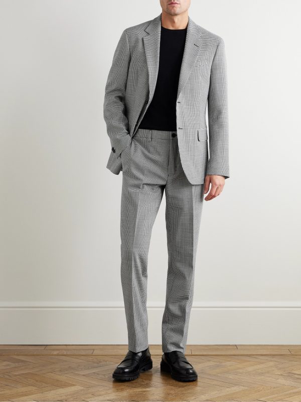 Slim-Fit Straight-Leg Puppytooth Twill Suit Trousers - OU Slim-Fit Straight-Leg Puppytooth Twill Suit Trousers - OU