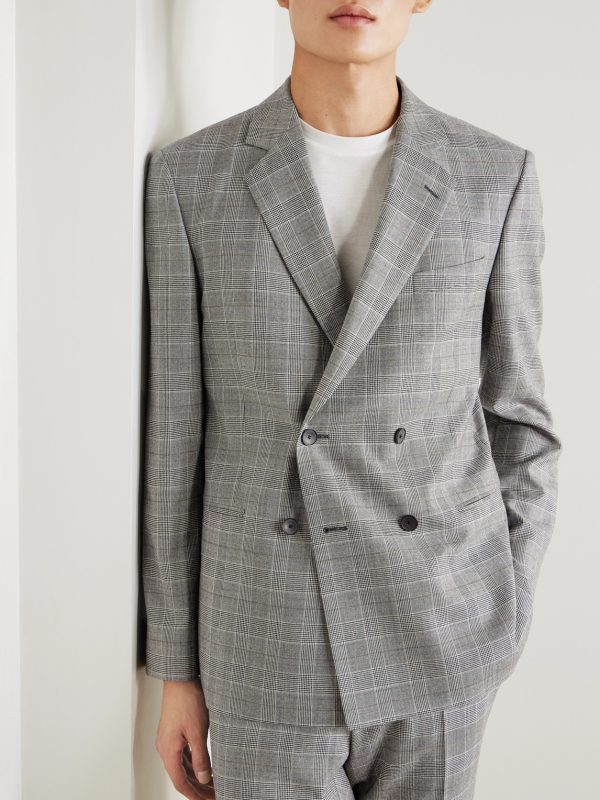 Slim-Fit Double-Breasted Prince of Wales Checked Wool-Flannel Suit Jacket - FR Slim-Fit Double-Breasted Prince of Wales Checked Wool-Flannel Suit Jacket - FR