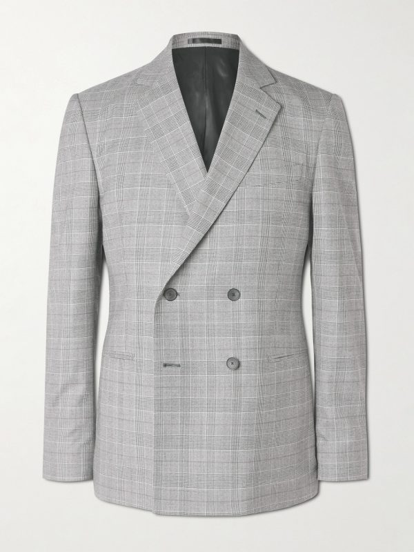 Slim-Fit Double-Breasted Prince of Wales Checked Wool-Flannel Suit Jacket Slim-Fit Double-Breasted Prince of Wales Checked Wool-Flannel Suit Jacket